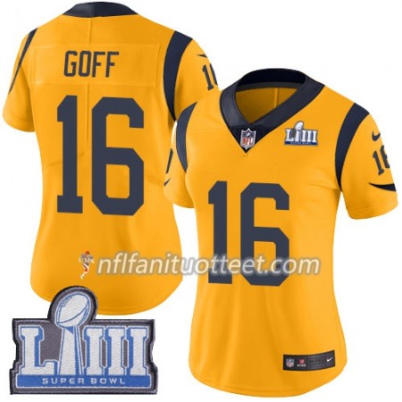 Nainen Los Angeles Rams NFL Pelipaita Jared Goff 16 Nike Keltainend 2019 Super Bowl LIII 